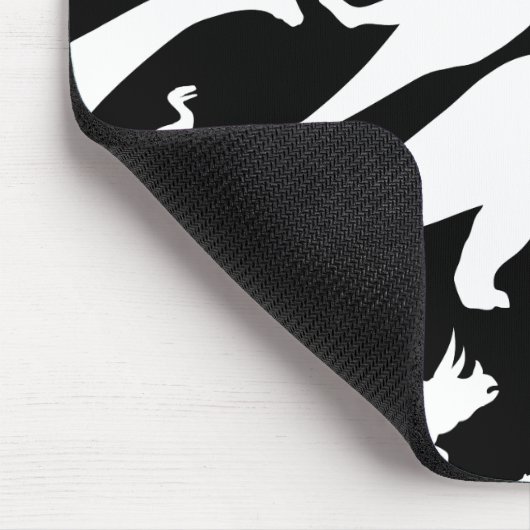 Black and White Dinosaur Pattern マウスパッド (コーナー)