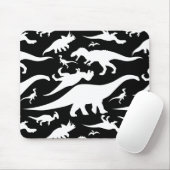 Black and White Dinosaur Pattern マウスパッド (マウス)
