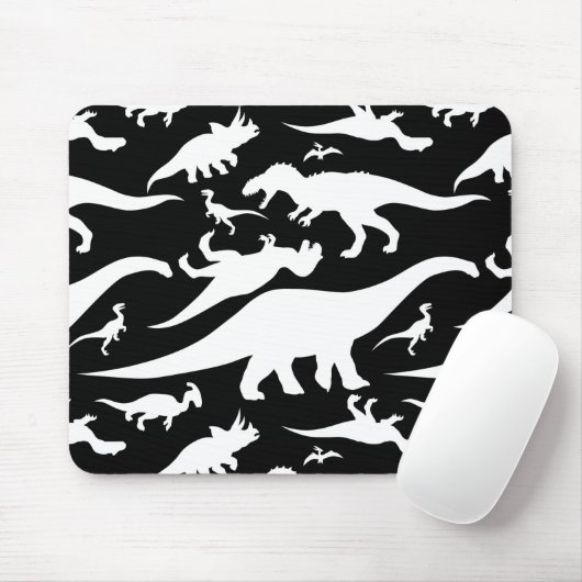 Black and White Dinosaur Pattern マウスパッド (マウス)