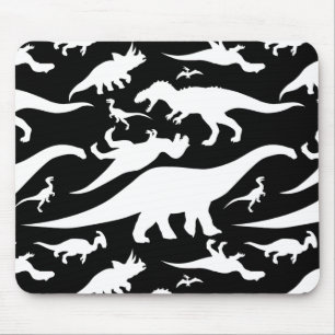 Black and White Dinosaur Pattern マウスパッド