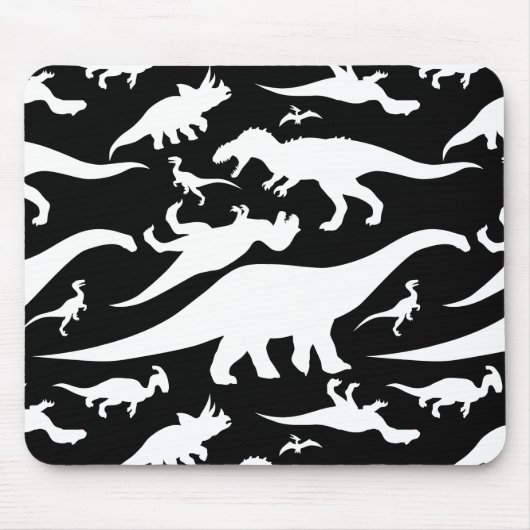 Black and White Dinosaur Pattern マウスパッド (正面)
