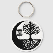 Black and White Disc Golf Silhouette  キーホルダー (正面)