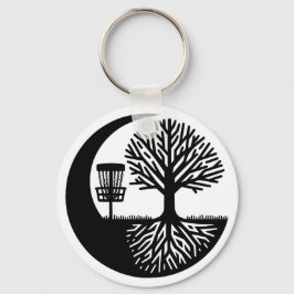 Black and White Disc Golf Silhouette  キーホルダー