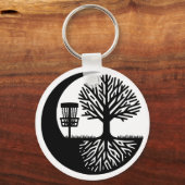 Black and White Disc Golf Silhouette  キーホルダー (正面)