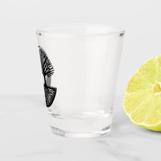 Black and White Disc Golf Silhouette  ショットグラス (右)