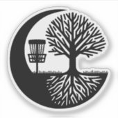 Black and White Disc Golf Silhouette  シール (正面)