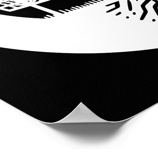 Black and White Disc Golf Silhouette  ポスター (角)