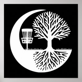 Black and White Disc Golf Silhouette  ポスター