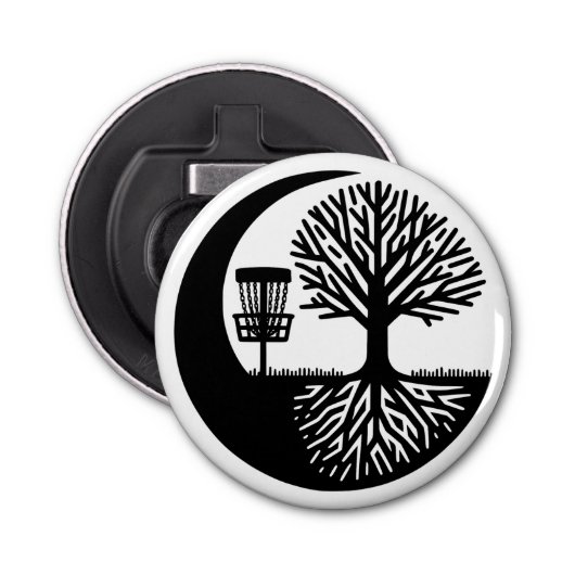 Black and White Disc Golf Silhouette  栓抜き (正面)
