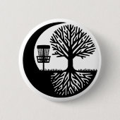 Black and White Disc Golf Silhouette  缶バッジ (正面)