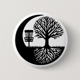 Black and White Disc Golf Silhouette  缶バッジ
