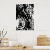 Black and White Disco Ball Print, Cocktail ポスター (キッチン)