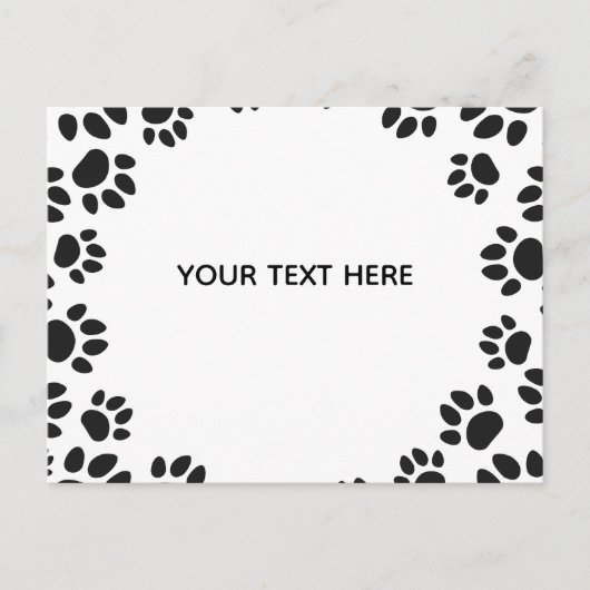 Black and White Dog Paws Custom ポストカード (正面)