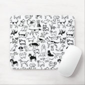 Black and White Dogs Pattern | Cool Canine Lover's マウスパッド (マウス)