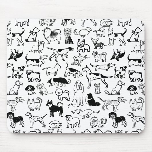 Black and White Dogs Pattern | Cool Canine Lover's マウスパッド (正面)