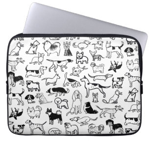 Black and White Dogs Pattern Cute Canine Lover's ラップトップスリーブ