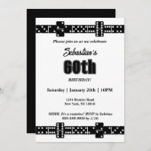 Black and White Domino Theme Birthday Party Invite (正面/裏面)