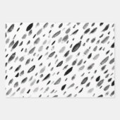 Black And White Doodle Shapes Stripe Drop Patterns ラッピングペーパーシート (正面)