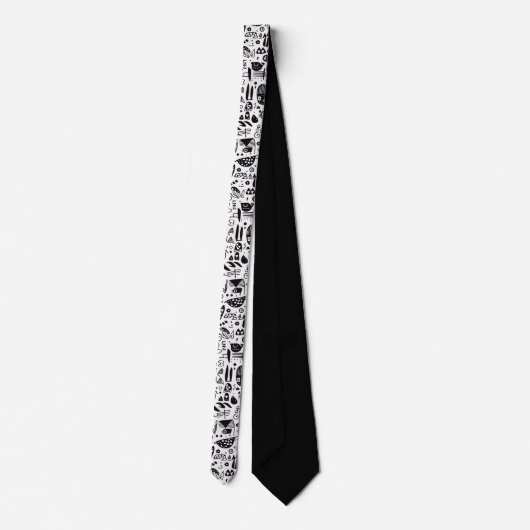 Black and White Doodles Custom Necktie ネクタイ (裏面)