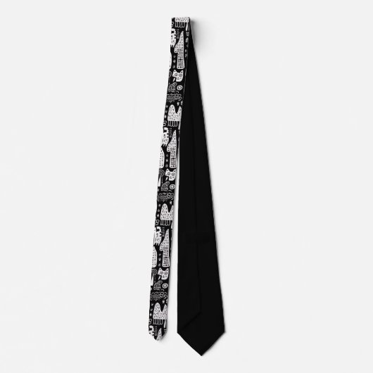 Black and White Doodles Custom Necktie ネクタイ (裏面)