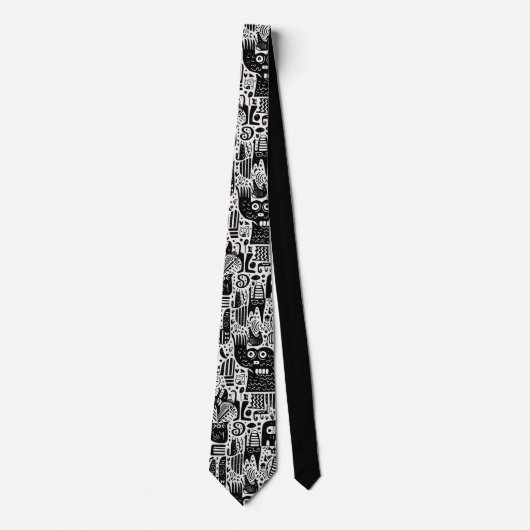 Black and White Doodles Custom Necktie ネクタイ (正面)