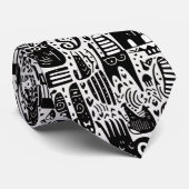 Black and White Doodles Custom Necktie ネクタイ (ロール)