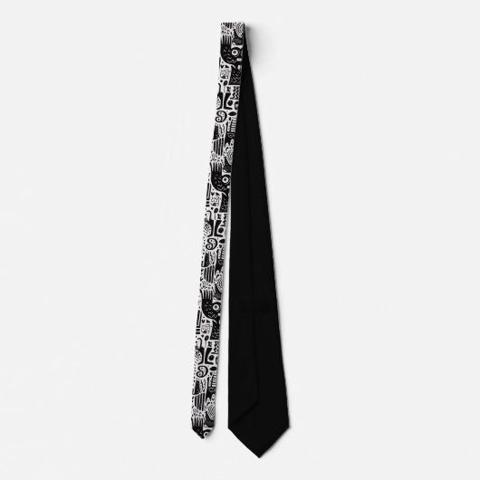 Black and White Doodles Custom Necktie ネクタイ (裏面)