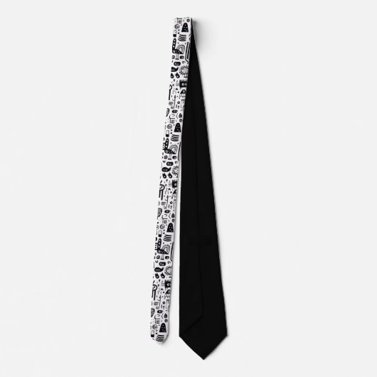 Black and White Doodles Custom Necktie ネクタイ (裏面)