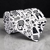 Black and White Doodles Custom Necktie ネクタイ