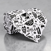 Black and White Doodles Custom Necktie ネクタイ