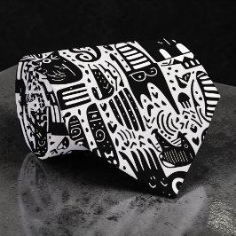 Black and White Doodles Custom Necktie ネクタイ