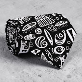 Black and White Doodles Custom Necktie ネクタイ