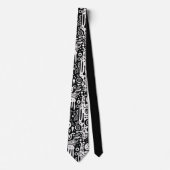 Black and White Doodles Custom Necktie ネクタイ (正面)