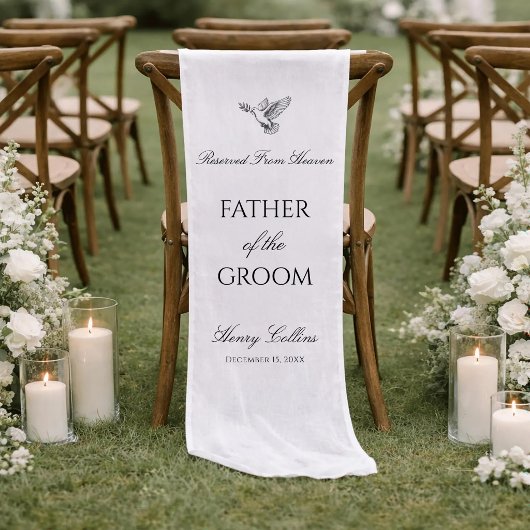 Black And White Dove Personalized Wedding Memorial ショートテーブルランナー