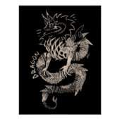 Black and white Dragon sketch ポスター (正面)