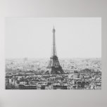 Black and White Eiffel Tower Paris Photography ポスター<br><div class="desc">A retro,  vintage vibe photo of the Eiffel Tower in Paris,  France in Black and White.</div>