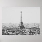 Black and White Eiffel Tower Paris Photography ポスター (正面)