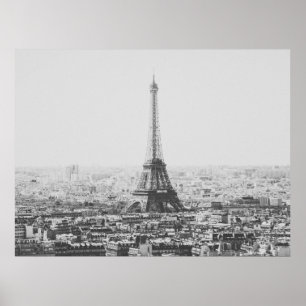 Black and White Eiffel Tower Paris Photography ポスター