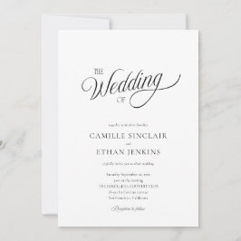 Black and White Elegant All in One Wedding 招待状