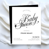 Black and white elegant baby shower 招待状