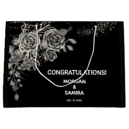 Black and white elegant boho wedding ラージペーパーバッグ