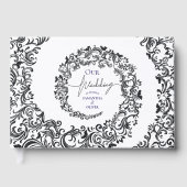 Black and White Elegant Damask Wedding ゲストブック (正面)
