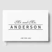 Black and White Elegant Lines Mr and Mrs Wedding ゲストブック (正面)