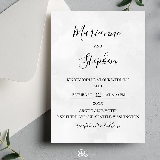 Black and White Elegant Minimalist Invitation 招待状