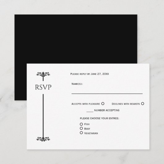 Black and White Elegant Minimalist RSVP | (正面/裏面)