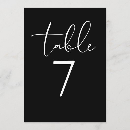 Black And White Elegant Modern Script Table Number 招待状 (裏面)