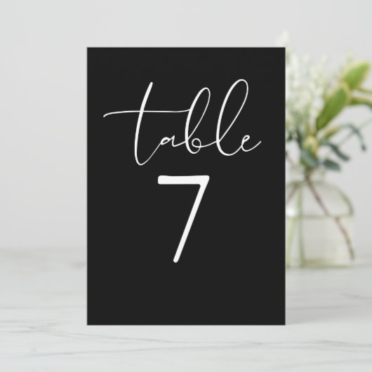 Black And White Elegant Modern Script Table Number 招待状 (スタンド正面)