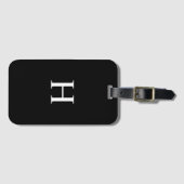 Black and White Elegant Monogram Luggage Tag ラゲッジタグ (正面横)