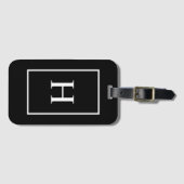 Black and White Elegant Monogram Luggage Tag ラゲッジタグ (正面横)