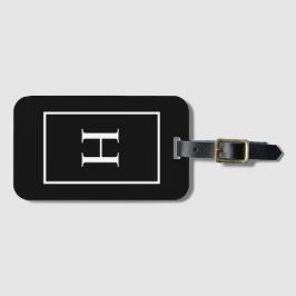 Black and White Elegant Monogram Luggage Tag ラゲッジタグ